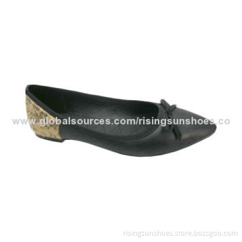 Women's Flat Casual Shoes, PU Upper with Leopard Fur at Back